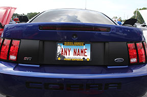 blue ford mustang_vehicle with Illinois Sheriffs Assoc Plate Frame example
