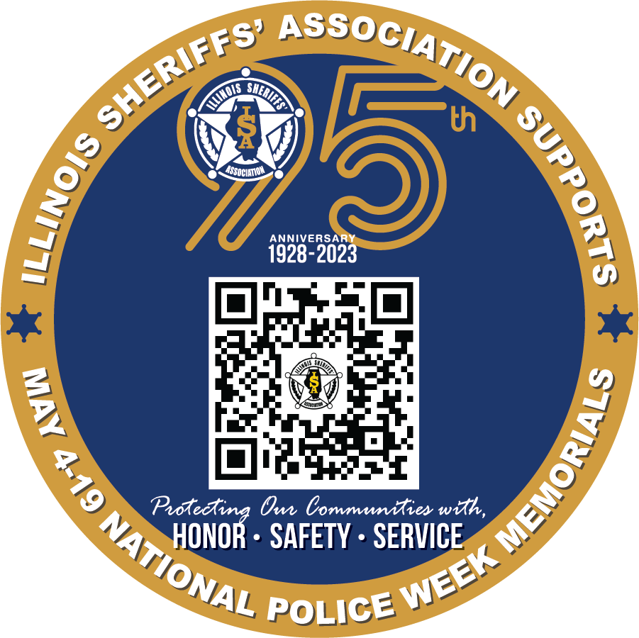 IL Sheriffs round label with QR code, celebrating May 4 through 19 2023 National Police Week